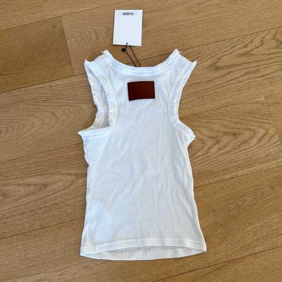 Lounge - Fringed Rib Sleeveless Tank Top in White - Picture 3 of 4